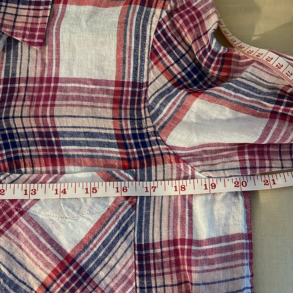 RAILS Women’s Charli Linen Pink and White Plaid Button Front Shirt S - Picture 6 of 10